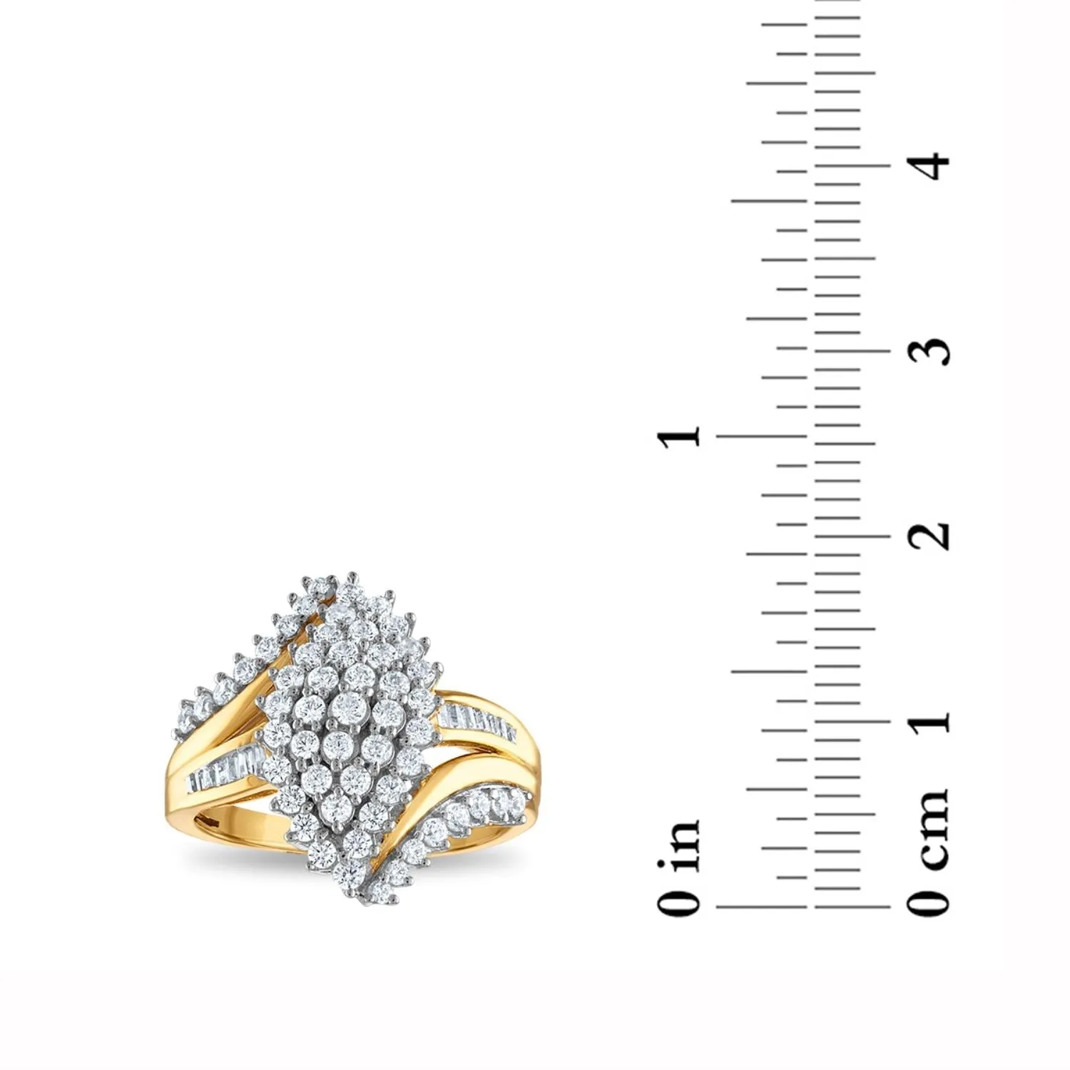 1 CTW Diamond Cluster Ring in 10KT Yellow Gold