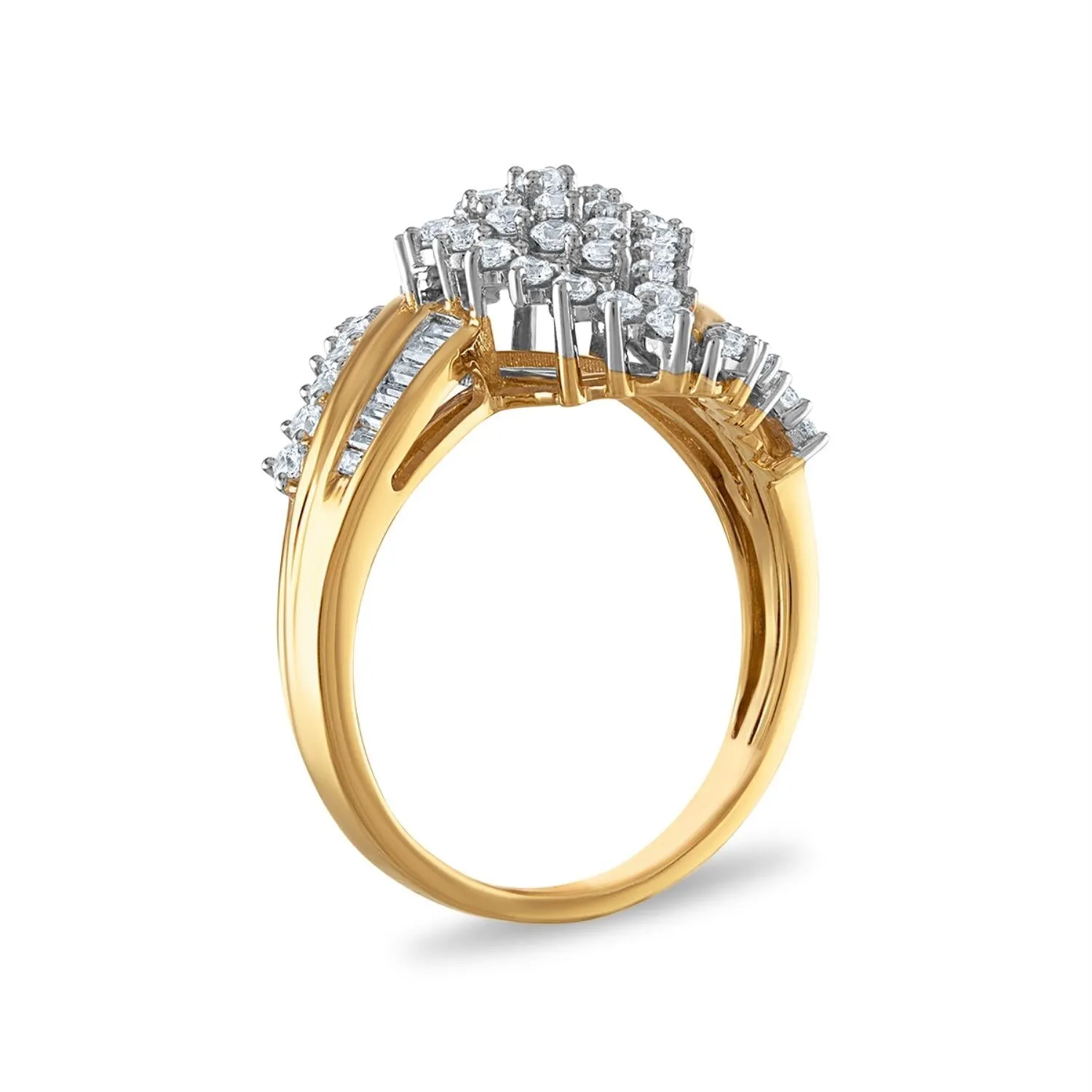 1 CTW Diamond Cluster Ring in 10KT Yellow Gold