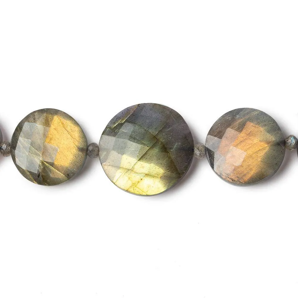 10-17mm Labradorite Faceted Coin Beads 16 inch 25 pieces AA