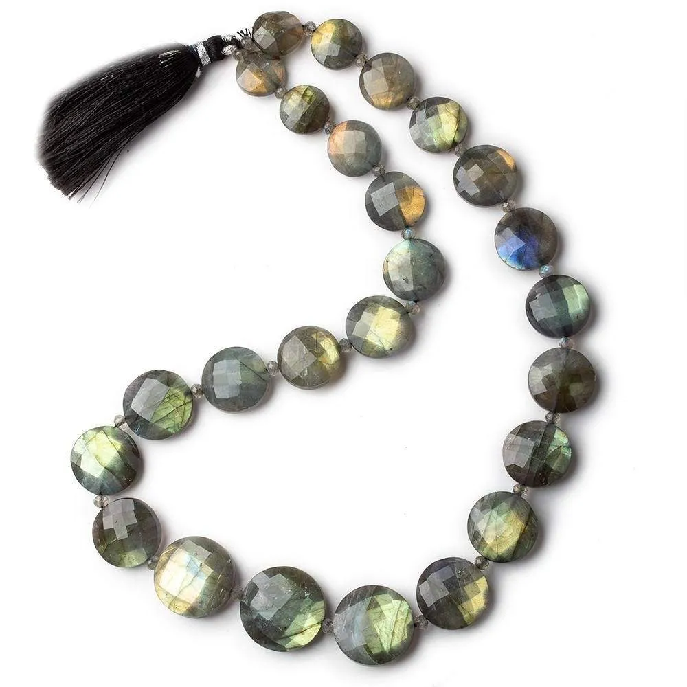 10-17mm Labradorite Faceted Coin Beads 16 inch 25 pieces AA