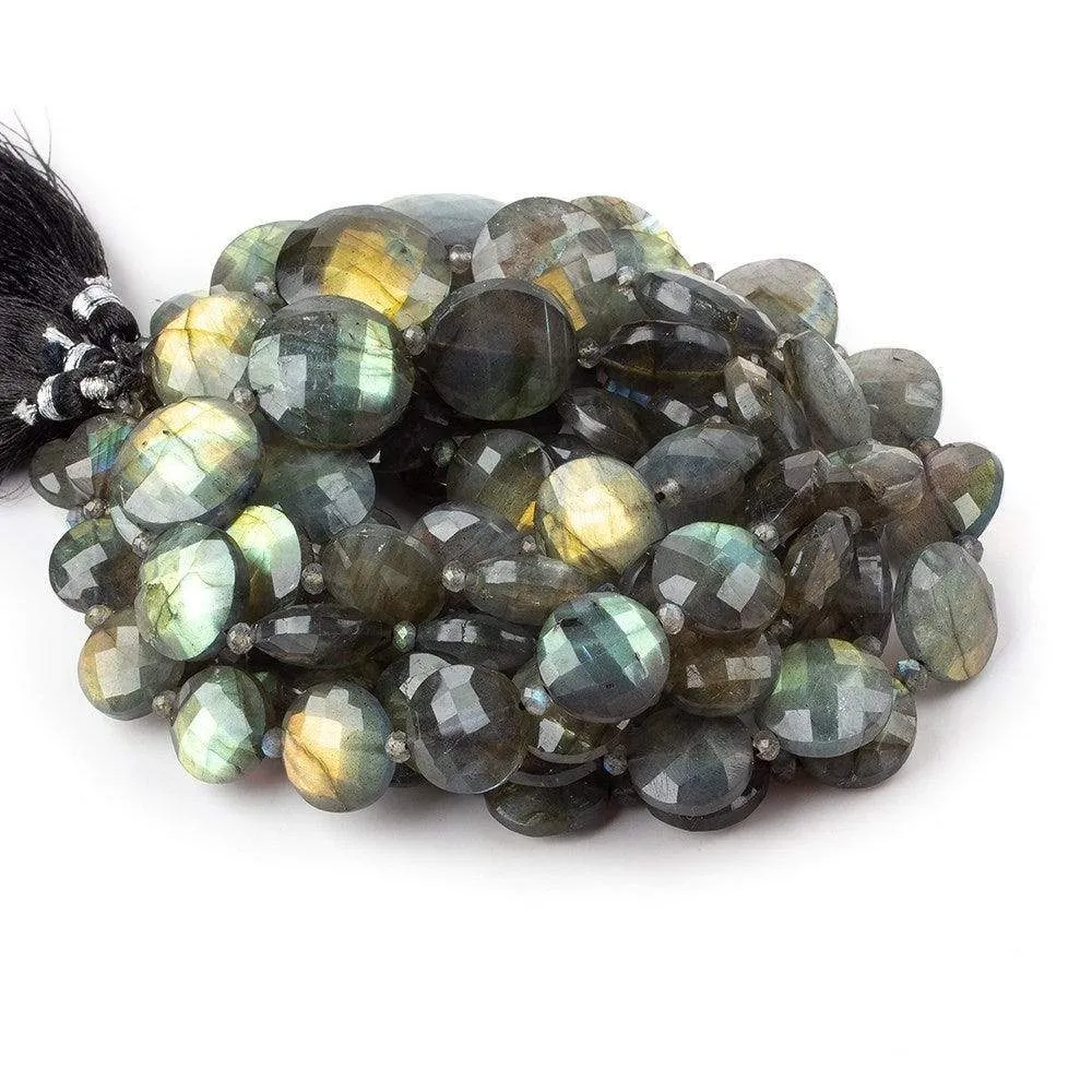 10-17mm Labradorite Faceted Coin Beads 16 inch 25 pieces AA