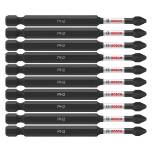 10-Pack BOSCH -1/2" Phillips 2 Impact Tough Screwdriving Power Bits