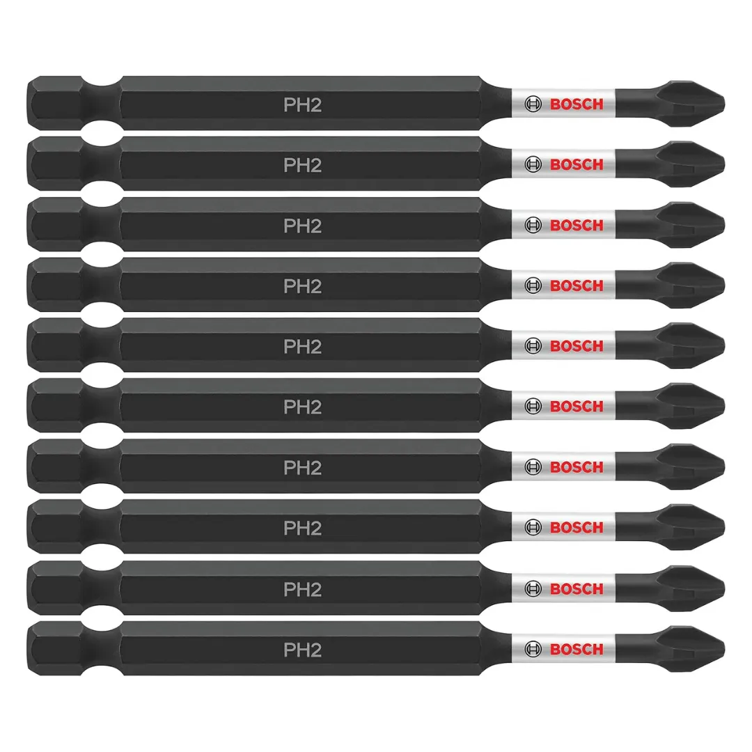 10-Pack BOSCH -1/2" Phillips 2 Impact Tough Screwdriving Power Bits