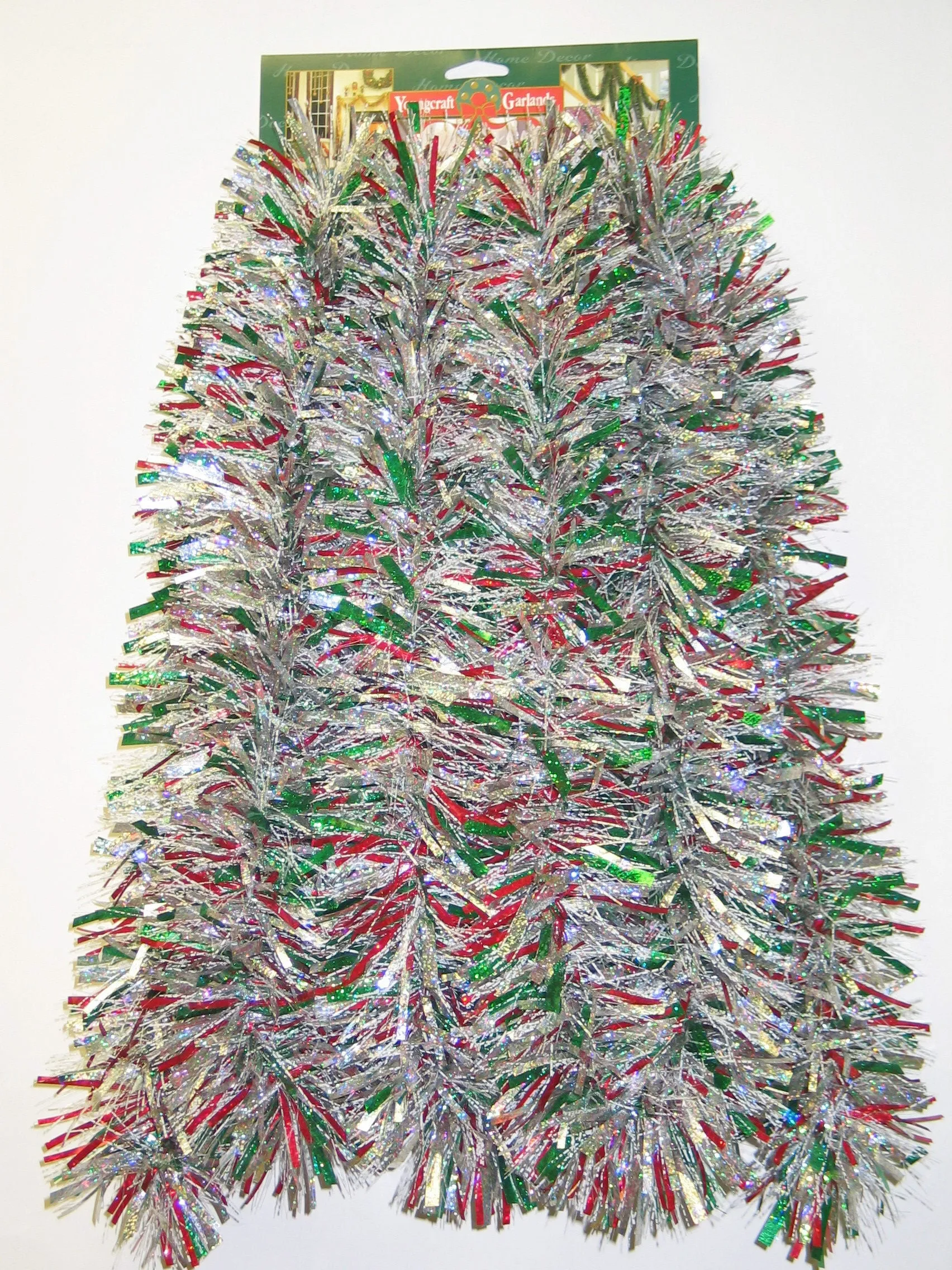 10' Wide Cut Snoblush Holographic Tinsel Garland