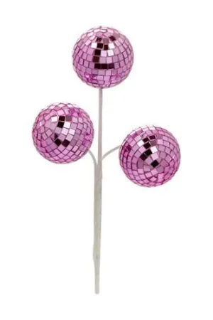 10" Pink Disco Ball Holiday Spray