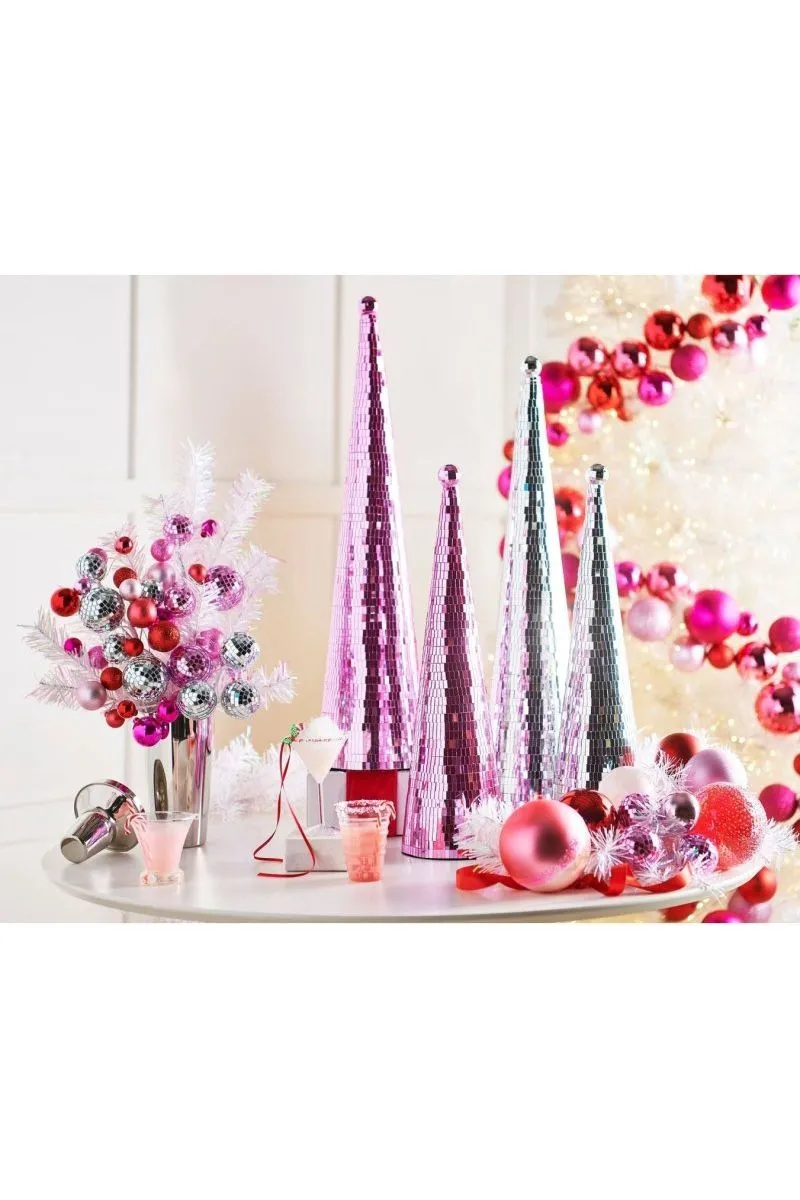 10" Pink Disco Ball Holiday Spray