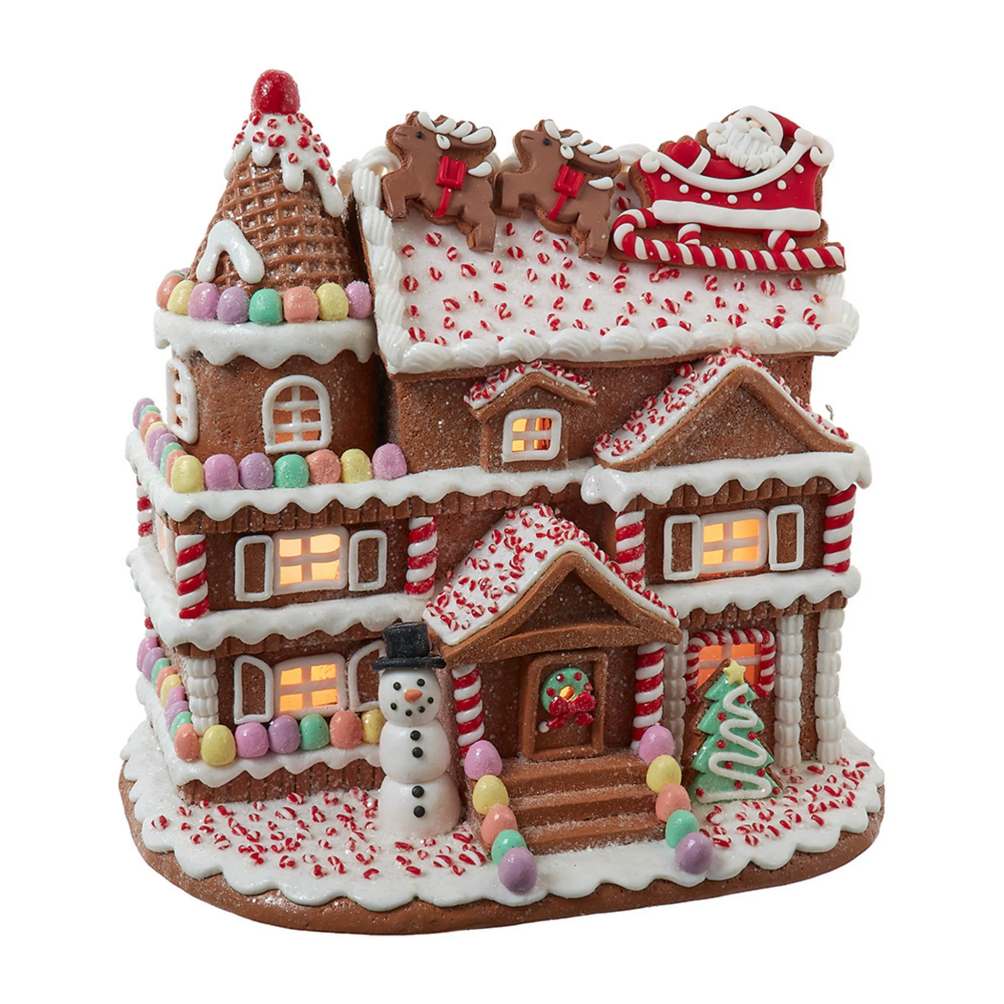 10" Pre-Lit Gingerbread House With Santa