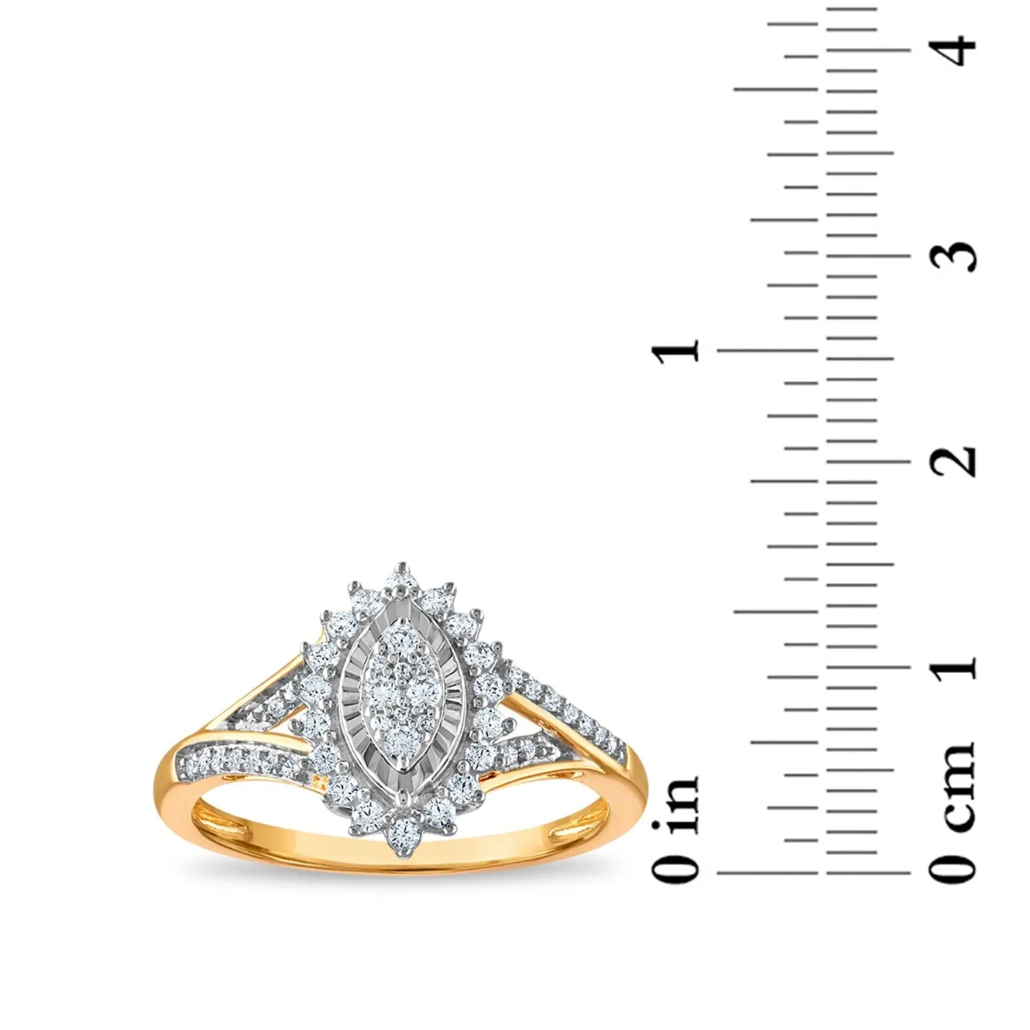 1/3 CTW Diamond Cluster Ring in 10KT Yellow Gold