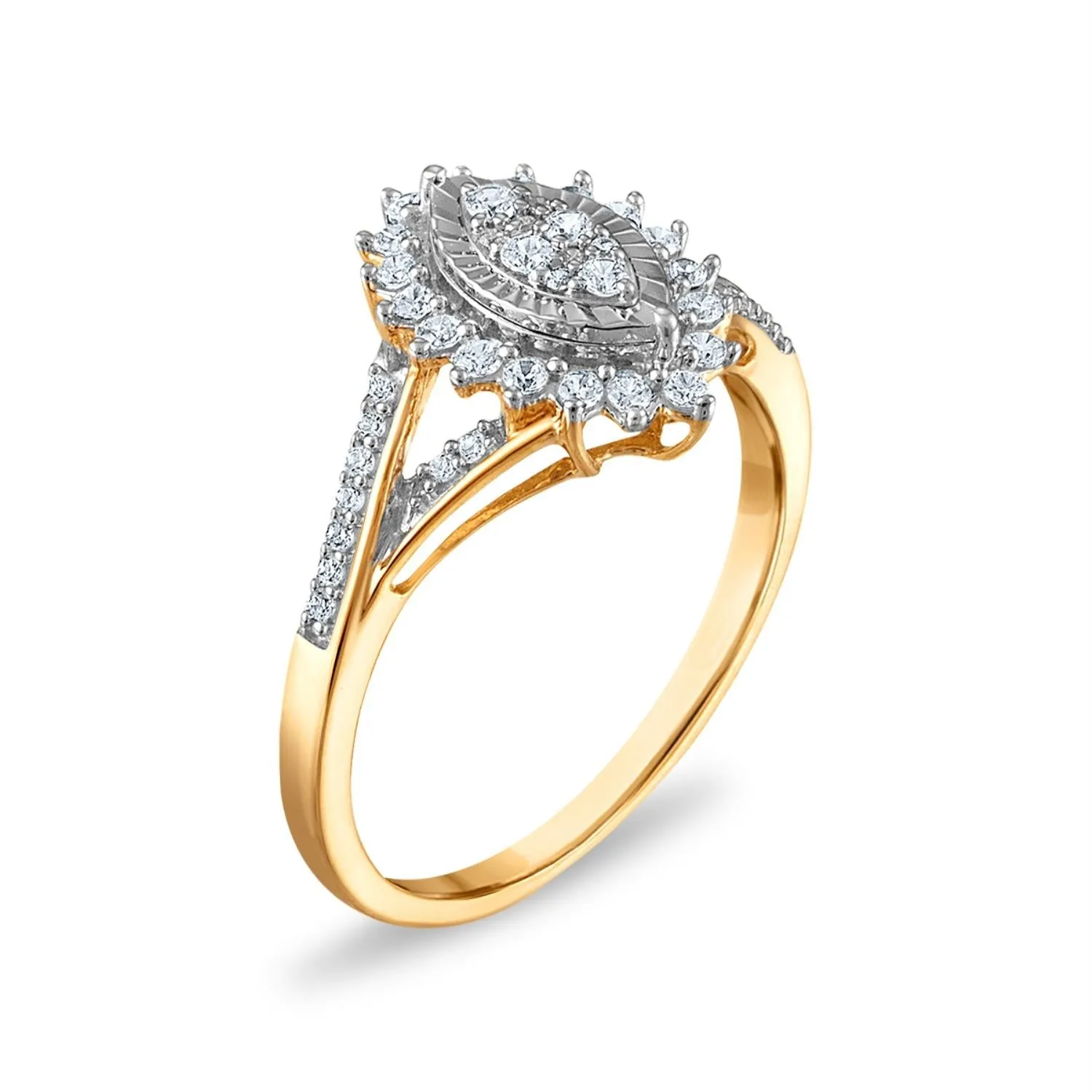 1/3 CTW Diamond Cluster Ring in 10KT Yellow Gold