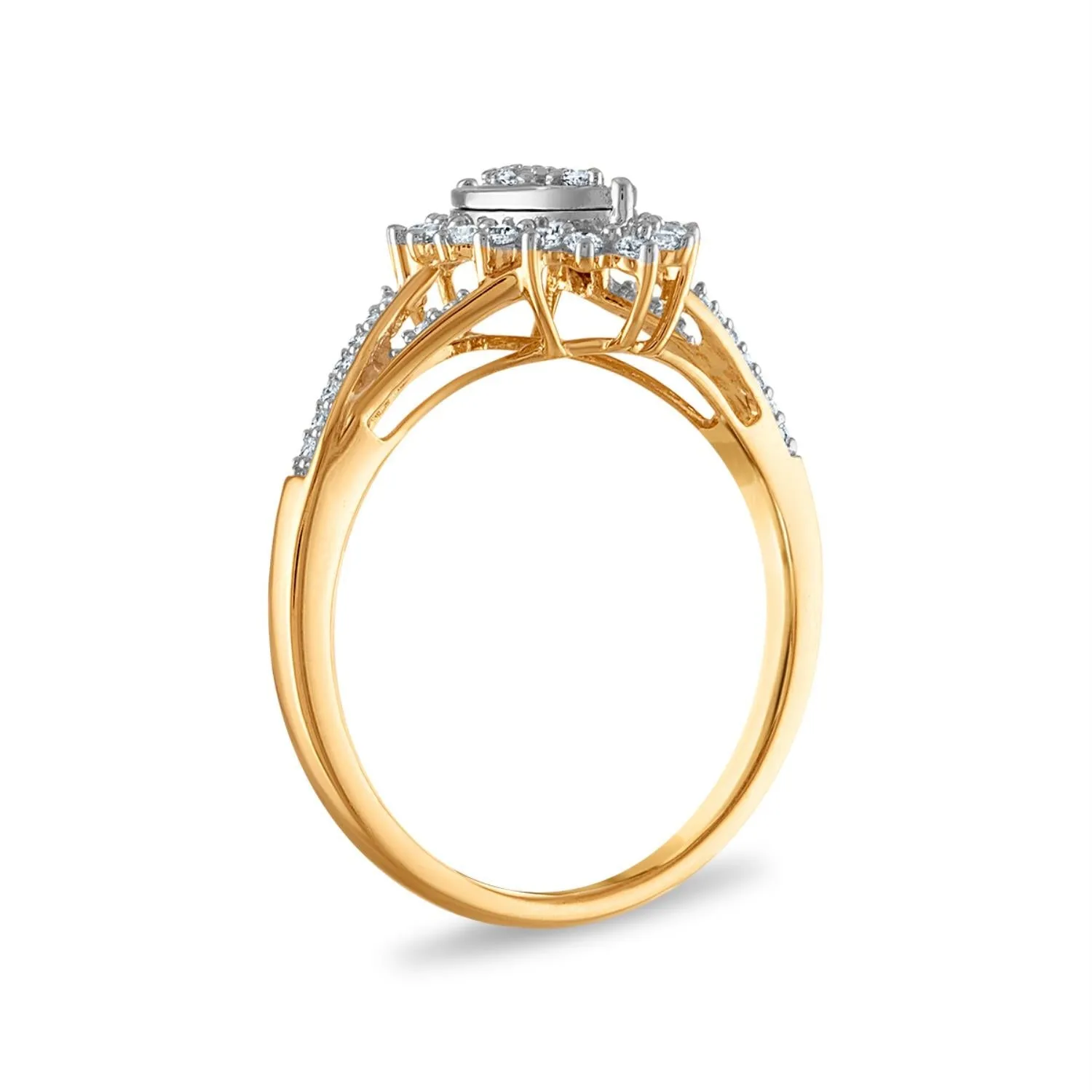 1/3 CTW Diamond Cluster Ring in 10KT Yellow Gold