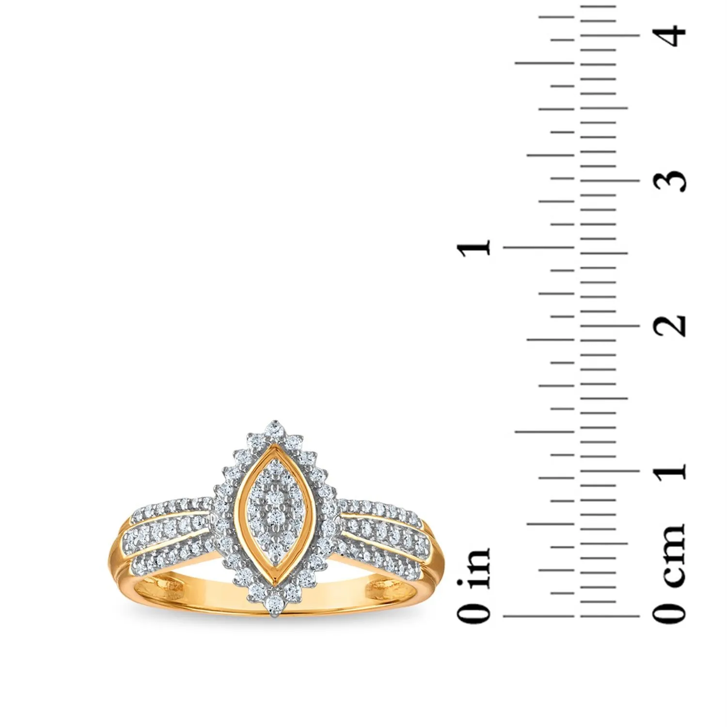 1/3 CTW Diamond Cluster Ring in 10KT Yellow Gold