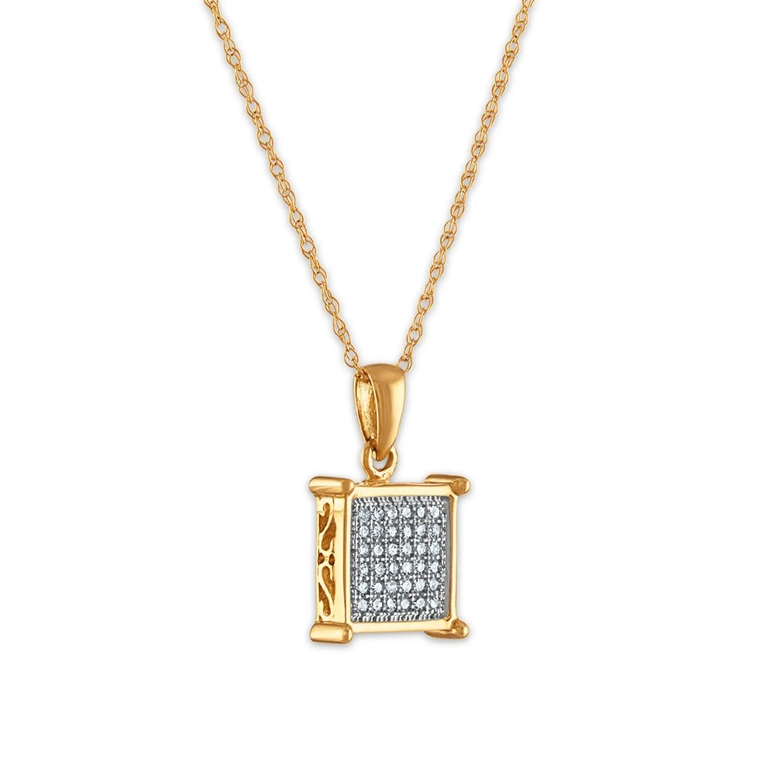 1/7 CTW Diamond Cluster 18-inch Pendant in 10KT Yellow Gold