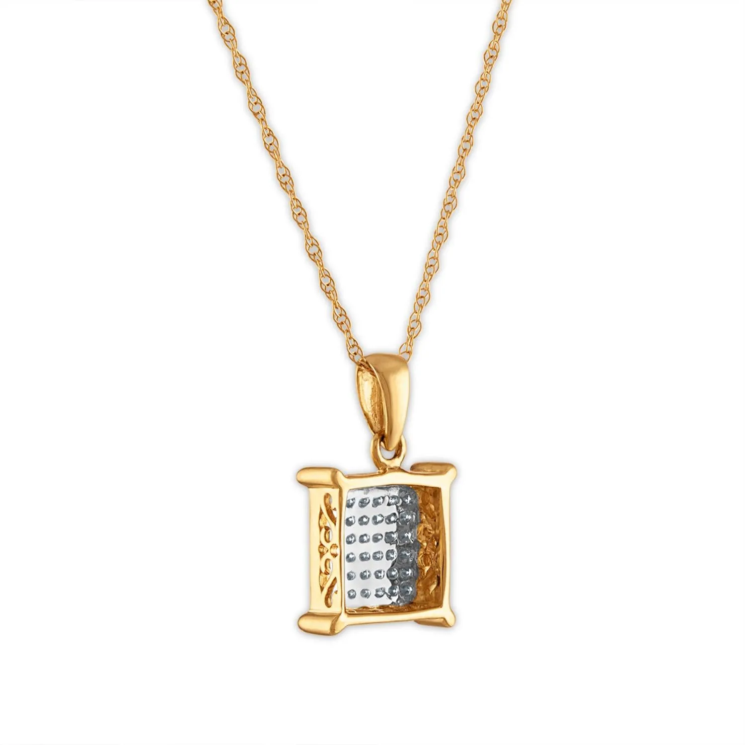 1/7 CTW Diamond Cluster 18-inch Pendant in 10KT Yellow Gold