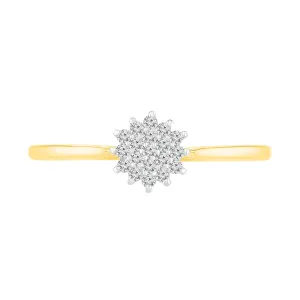 1/8 CTW Diamond Cluster Ring in 10KT Yellow Gold