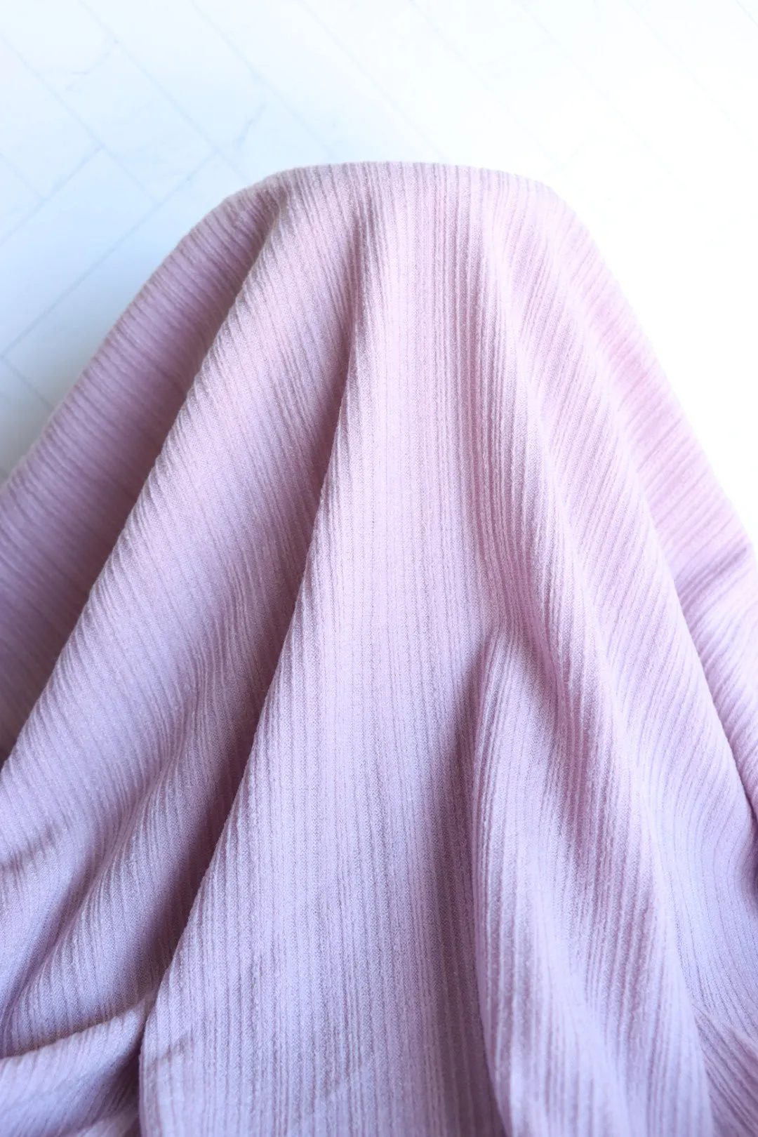 1YD PRECUT; Misty Lilac Cayambe Rib Knit