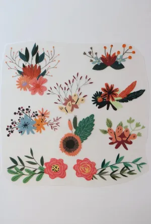 9 Floral Arrangements Heat Transfer, Iron-On