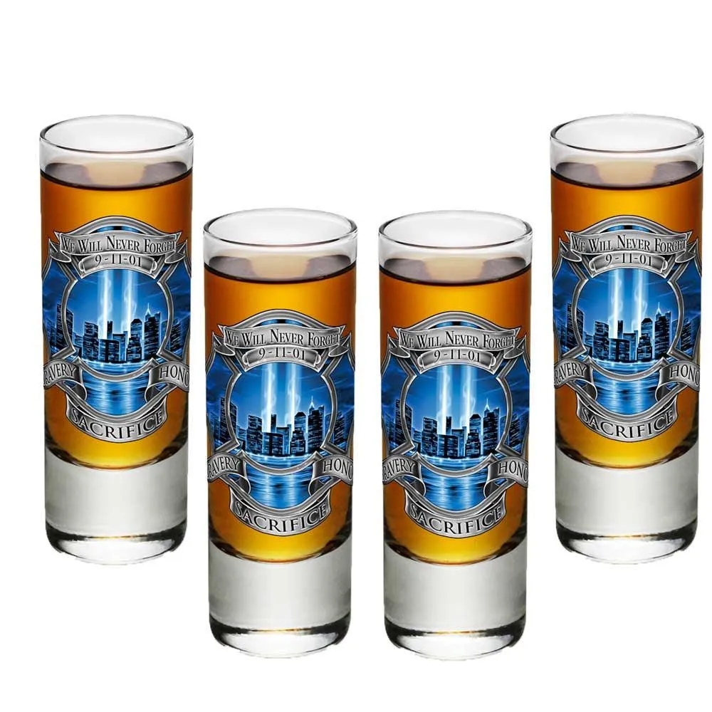 9/11 Firefighter Blue Skies Shot Glasses