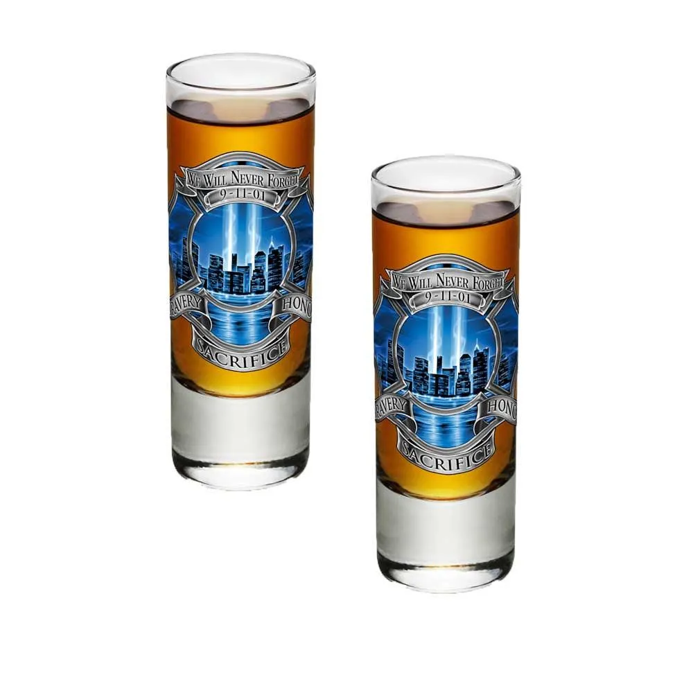 9/11 Firefighter Blue Skies Shot Glasses