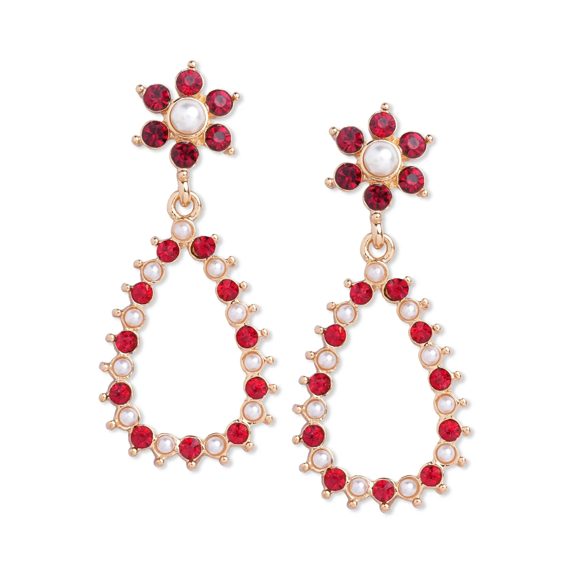 Accessorize London Floral Red Diamante Earring