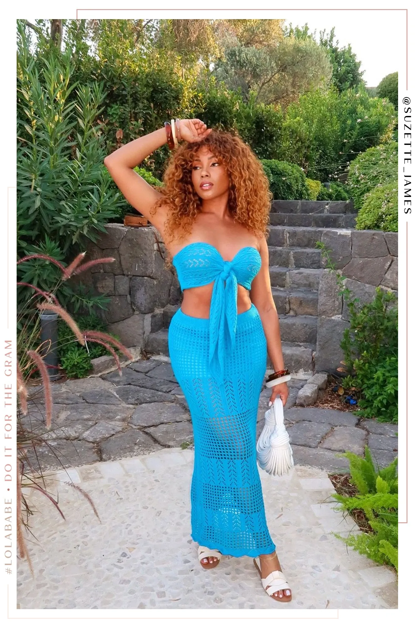 Amari Two Piece Crochet Skirt Set - Blue