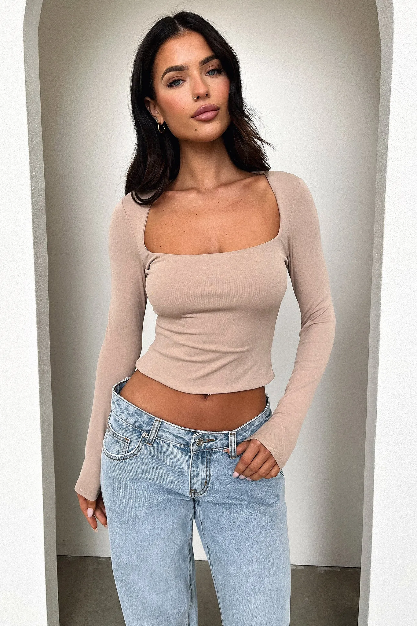 Andre Long Sleeve Top - Beige