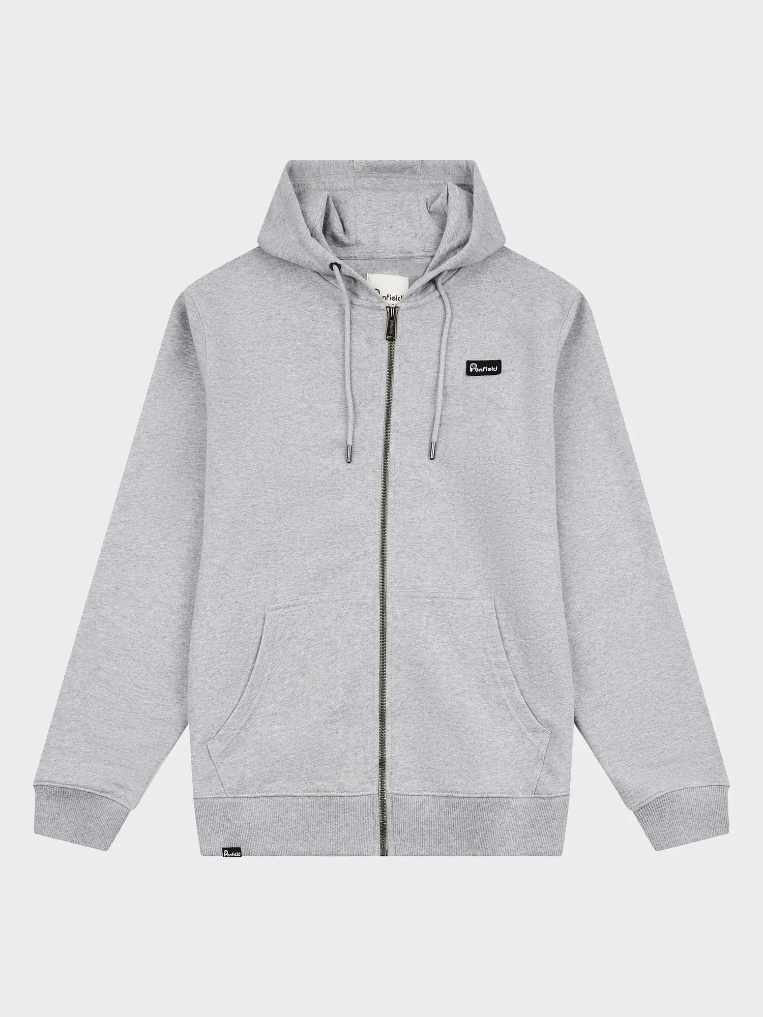 Badge Zip Hoodie in Vintage Grey Heather