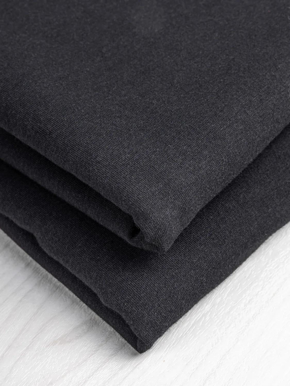 Bamboo Cotton Stretch Fleece - Black - Swatch