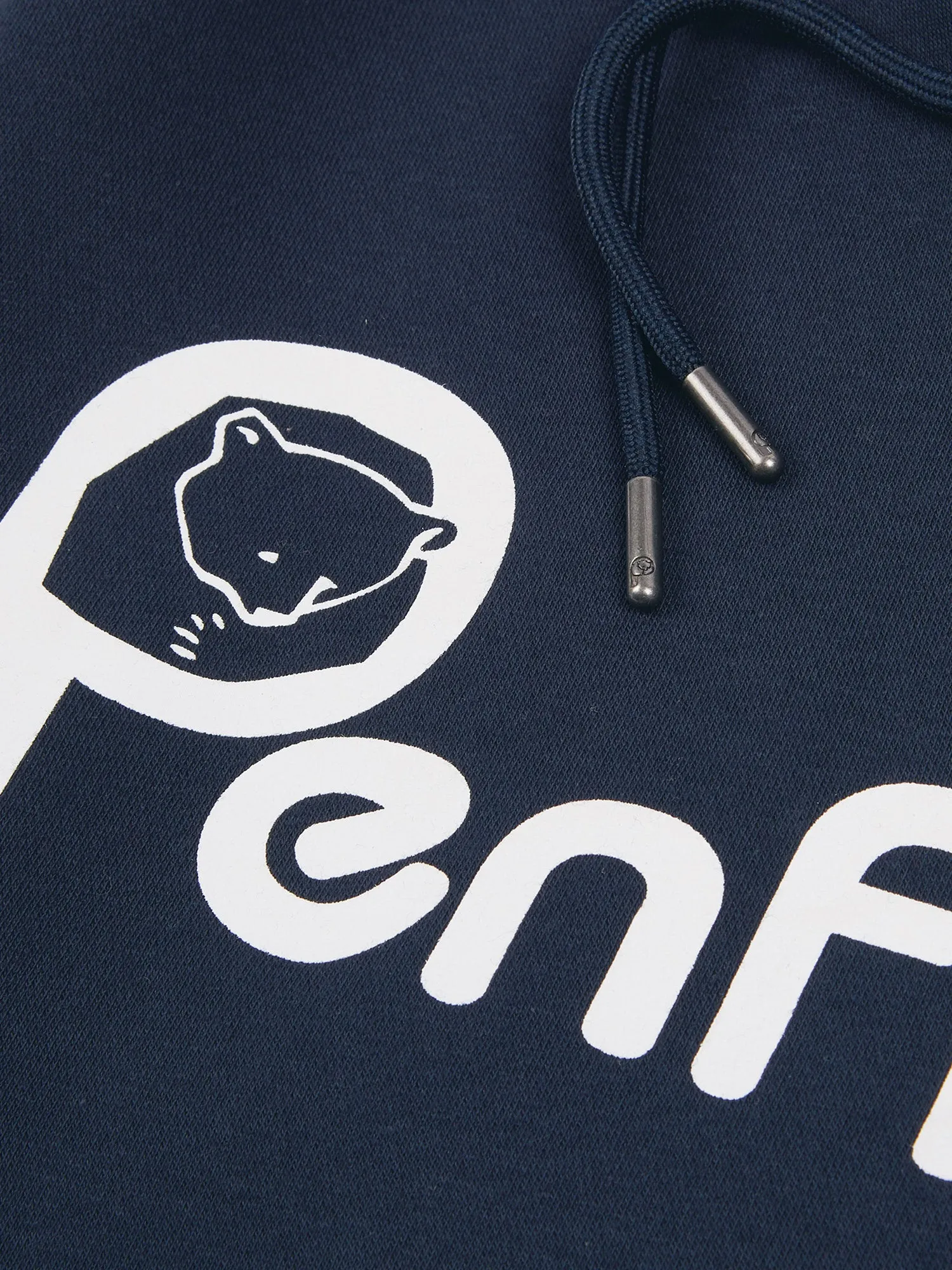 Bear Chest Print Hoodie in Navy Blue