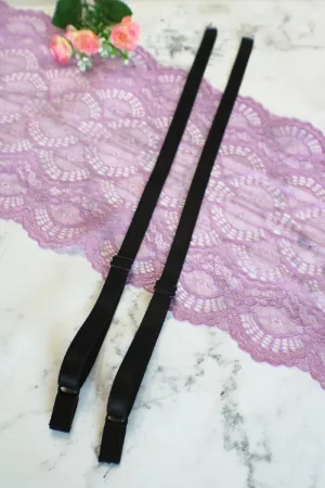 Black 1/2" (12mm) Plush Back Satin Straps PRE-MADE