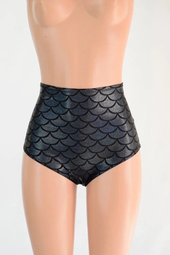 Black Dragon Scale High Waist Siren Shorts