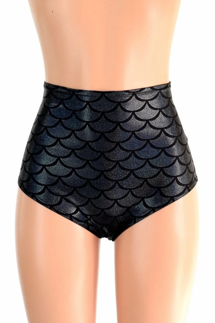 Black Dragon Scale High Waist Siren Shorts