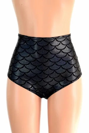 Black Dragon Scale High Waist Siren Shorts