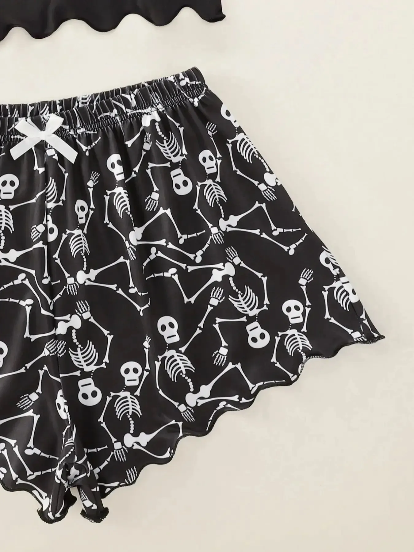 Black Goth Skeleton Print Shorts and Top