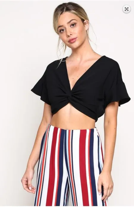 Black Knotted Crop Top