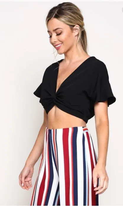 Black Knotted Crop Top