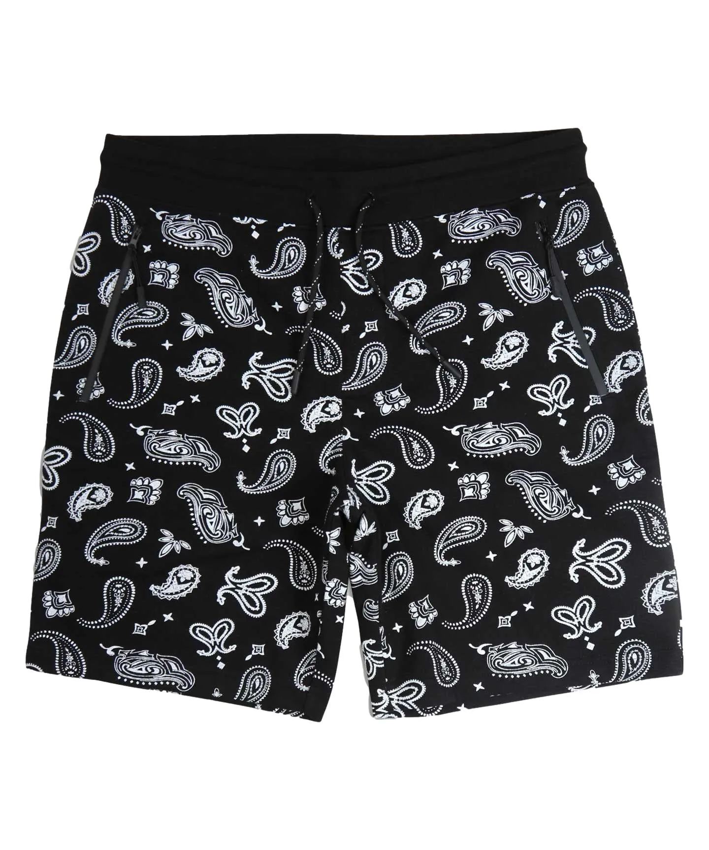 Black Paisley Fleece Shorts