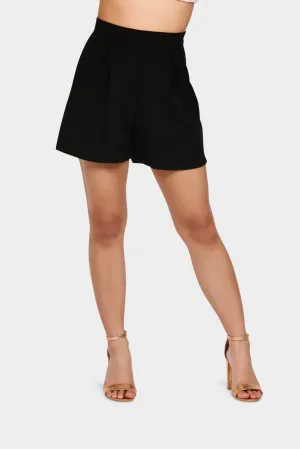 Black Side Zip Woven Shorts