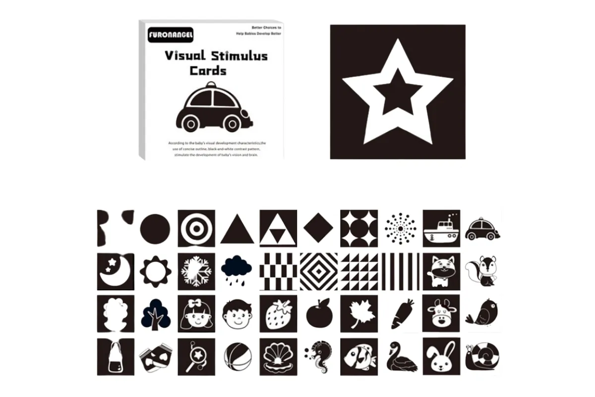 Black/White Star Vision Stimulation Flash Cards