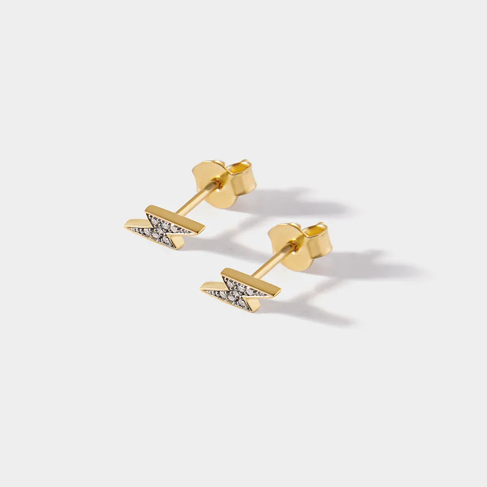 Bolt Diamond Stud Earrings - Yellow Gold