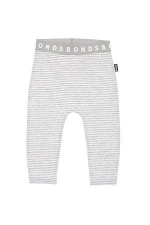 Bonds Stretchies Leggings - Grey & White Stripe