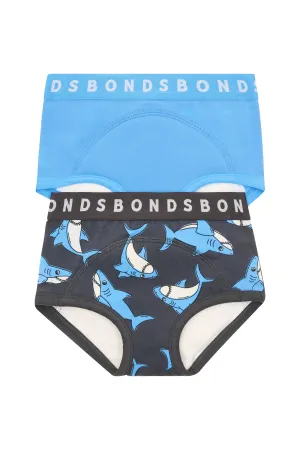 Bonds Whoopsies Toilet Training Undies 2 Pack - Sharktastic/Active Blue