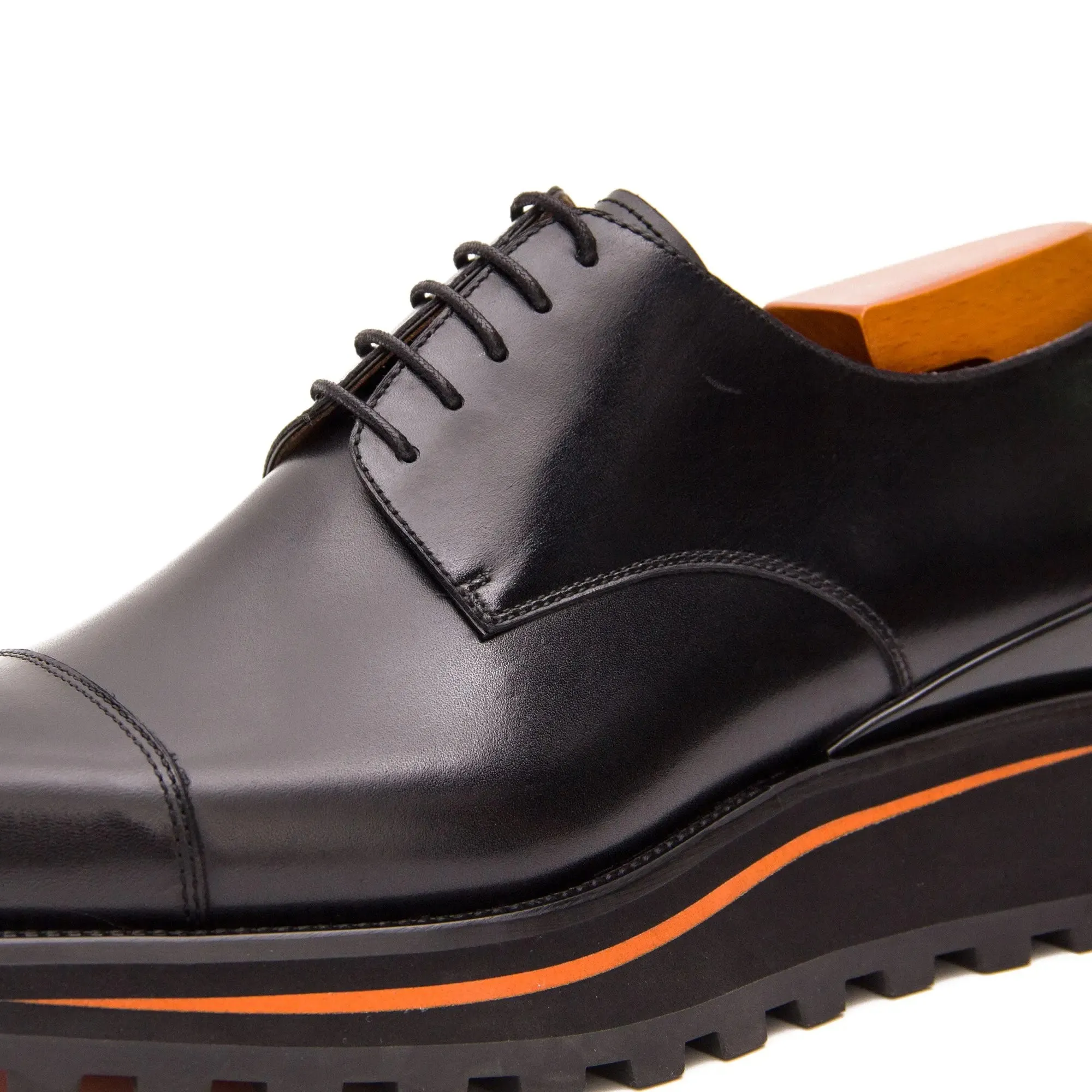 Calf leather dress three quarters derby shoes