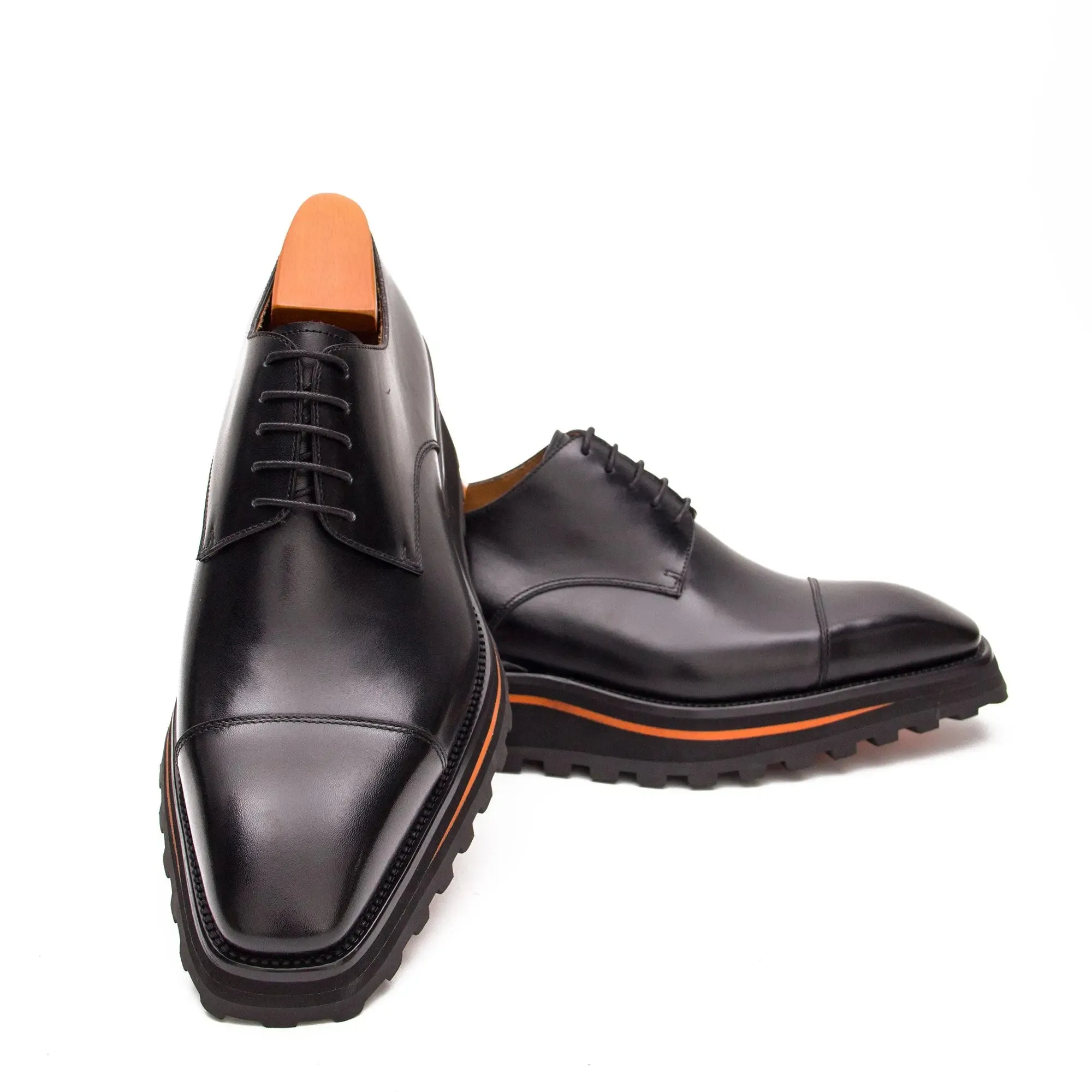 Calf leather dress three quarters derby shoes