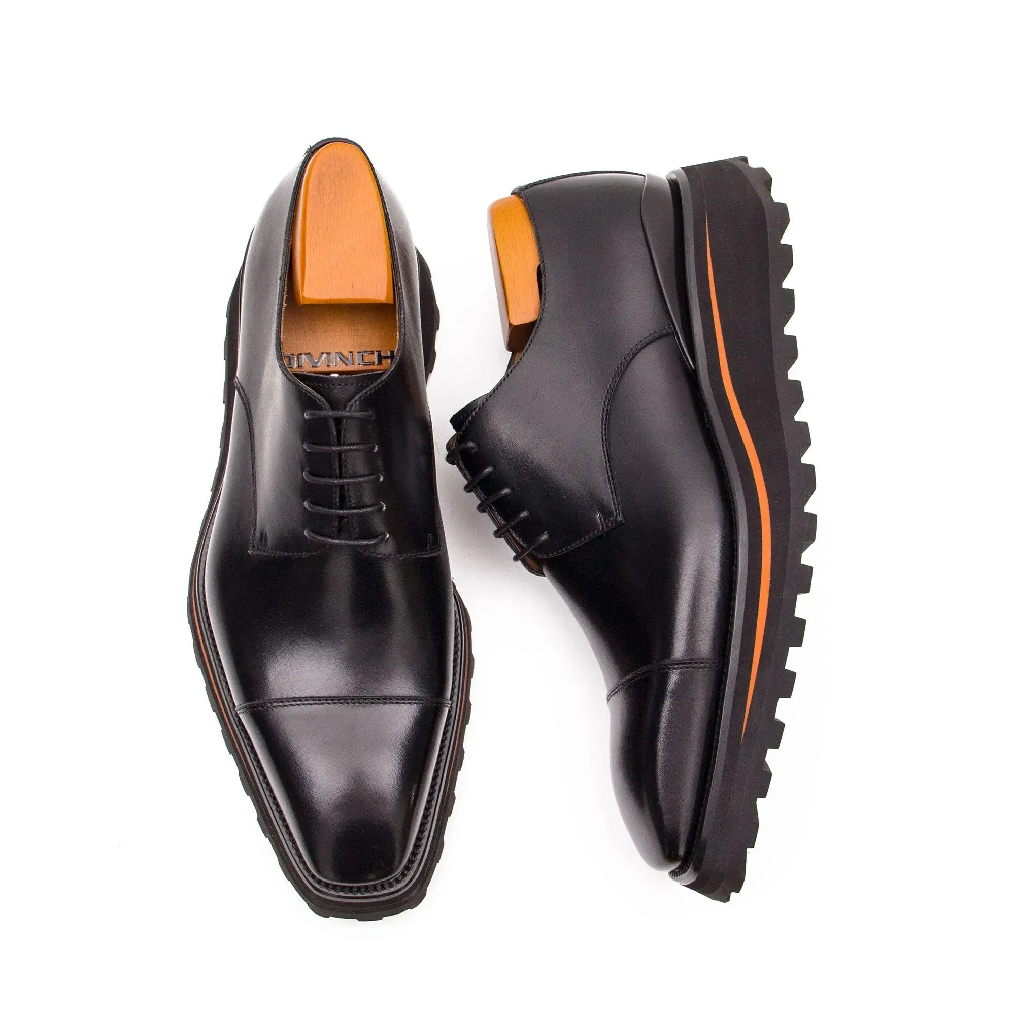 Calf leather dress three quarters derby shoes