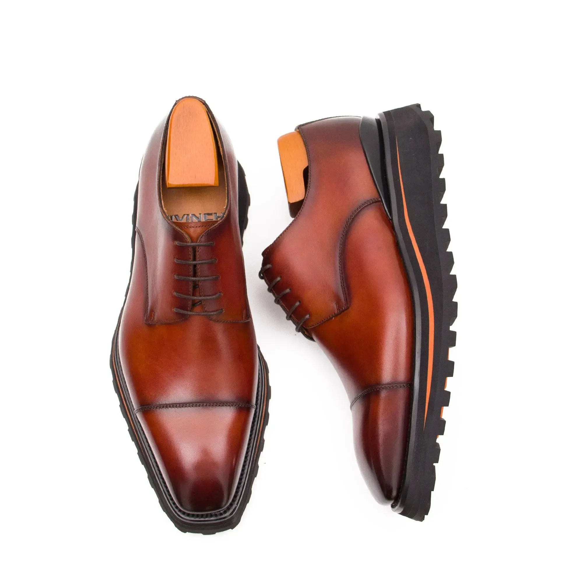 Calf leather dress three quarters derby shoes