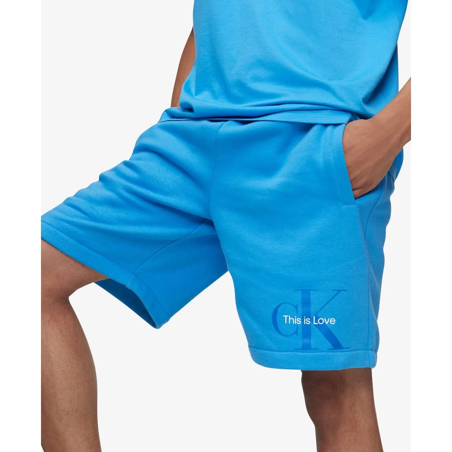 Calvin Klein Men's Deep Sky Blue Logo Shorts, Drawstring Sweat Shorts, Small NWT