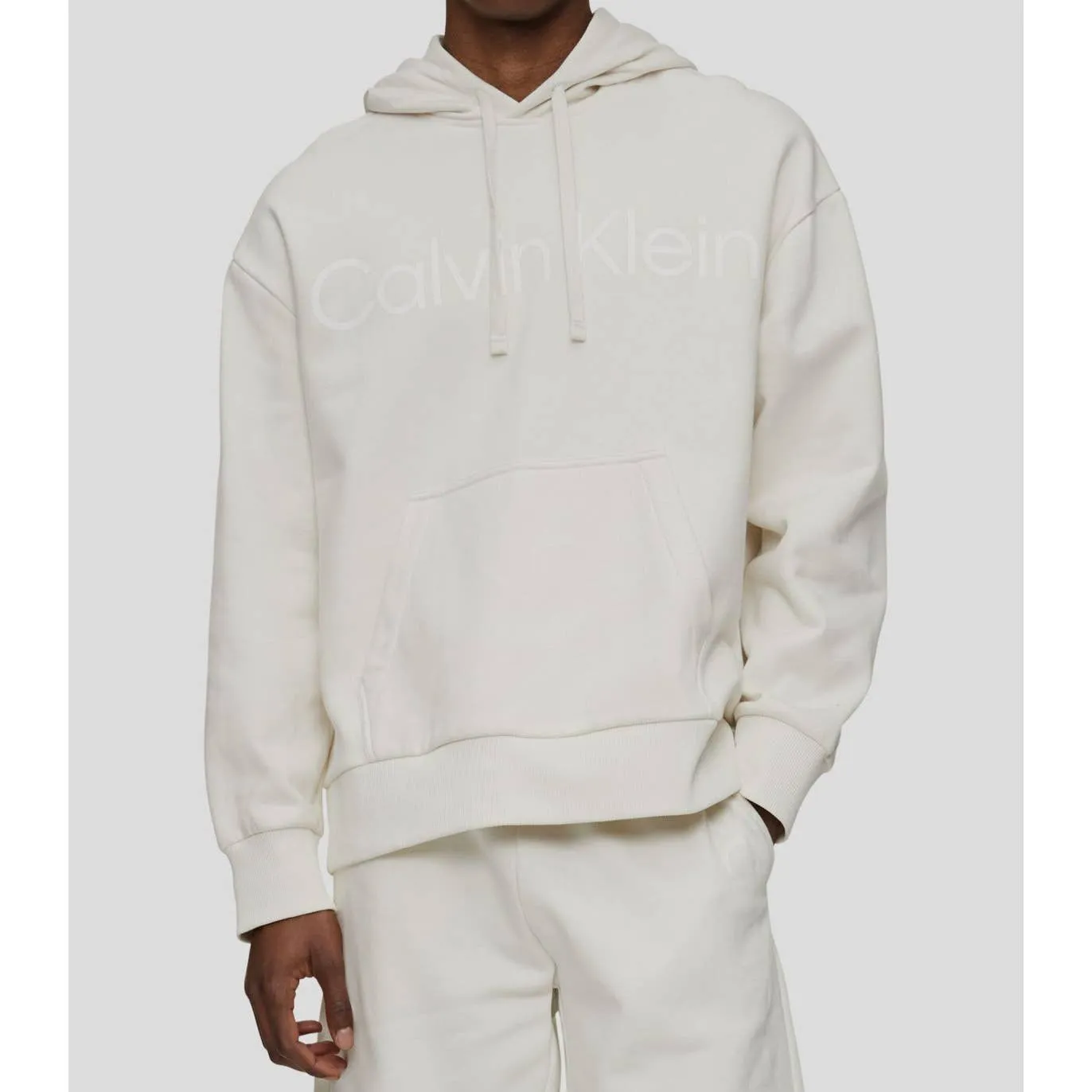 Calvin Klein Men's Ivory Relaxed Fit Logo Hoodie, Size XL, NWT!