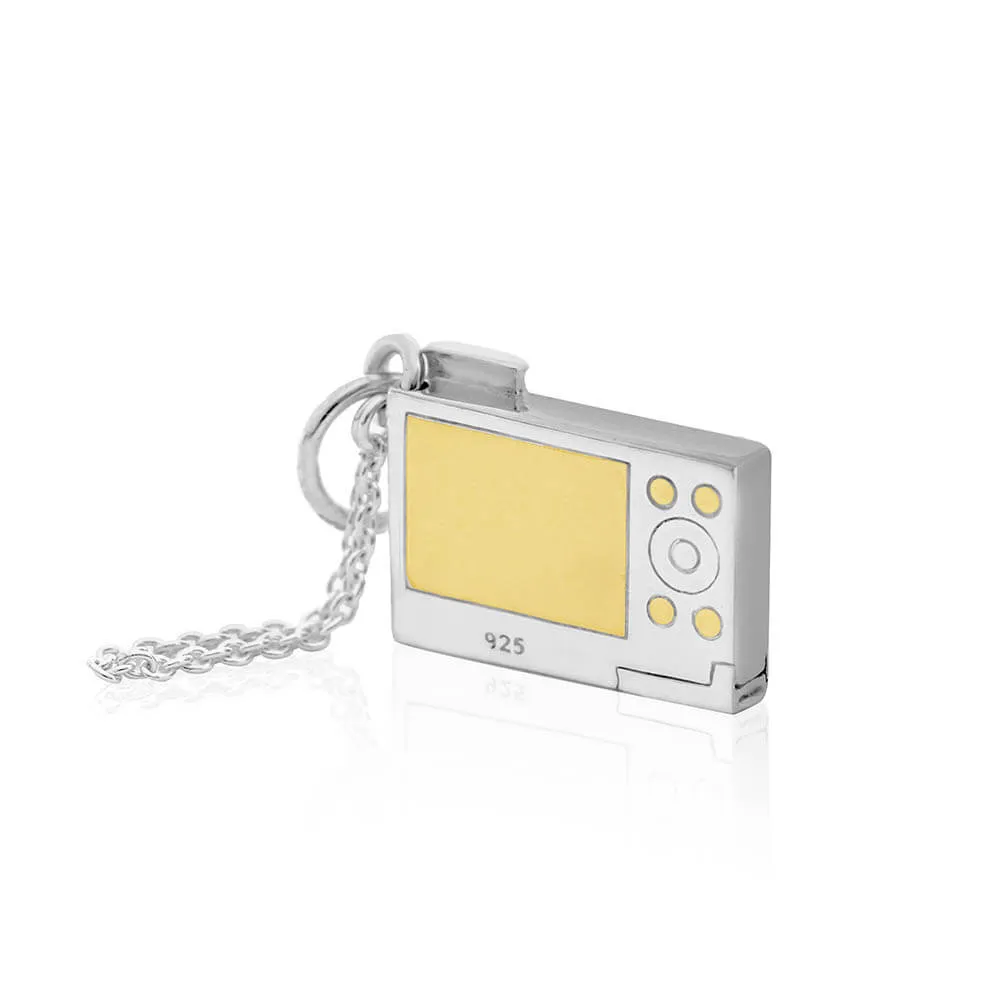 Camera Charm Two-Tone Silver