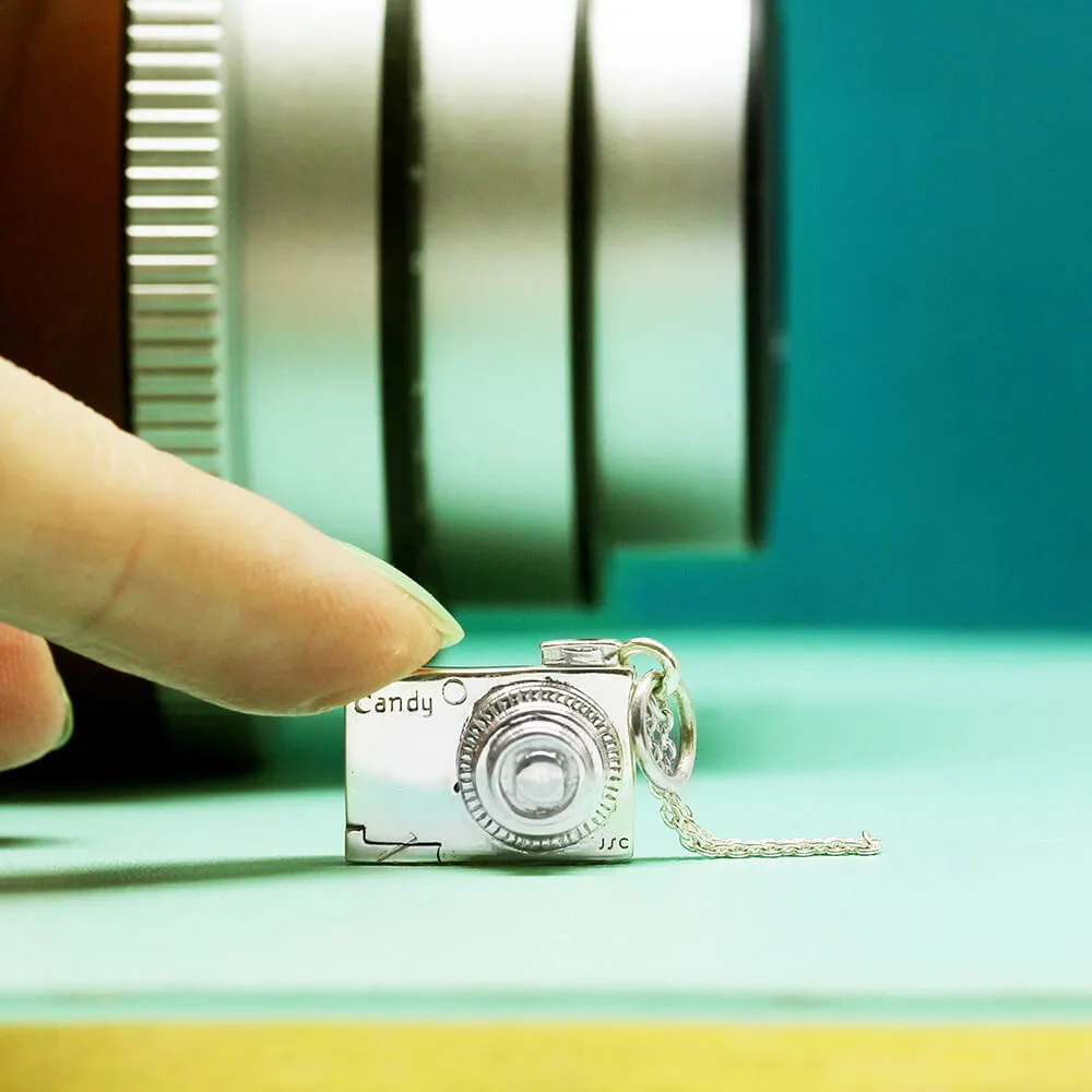 Camera Charm Two-Tone Silver