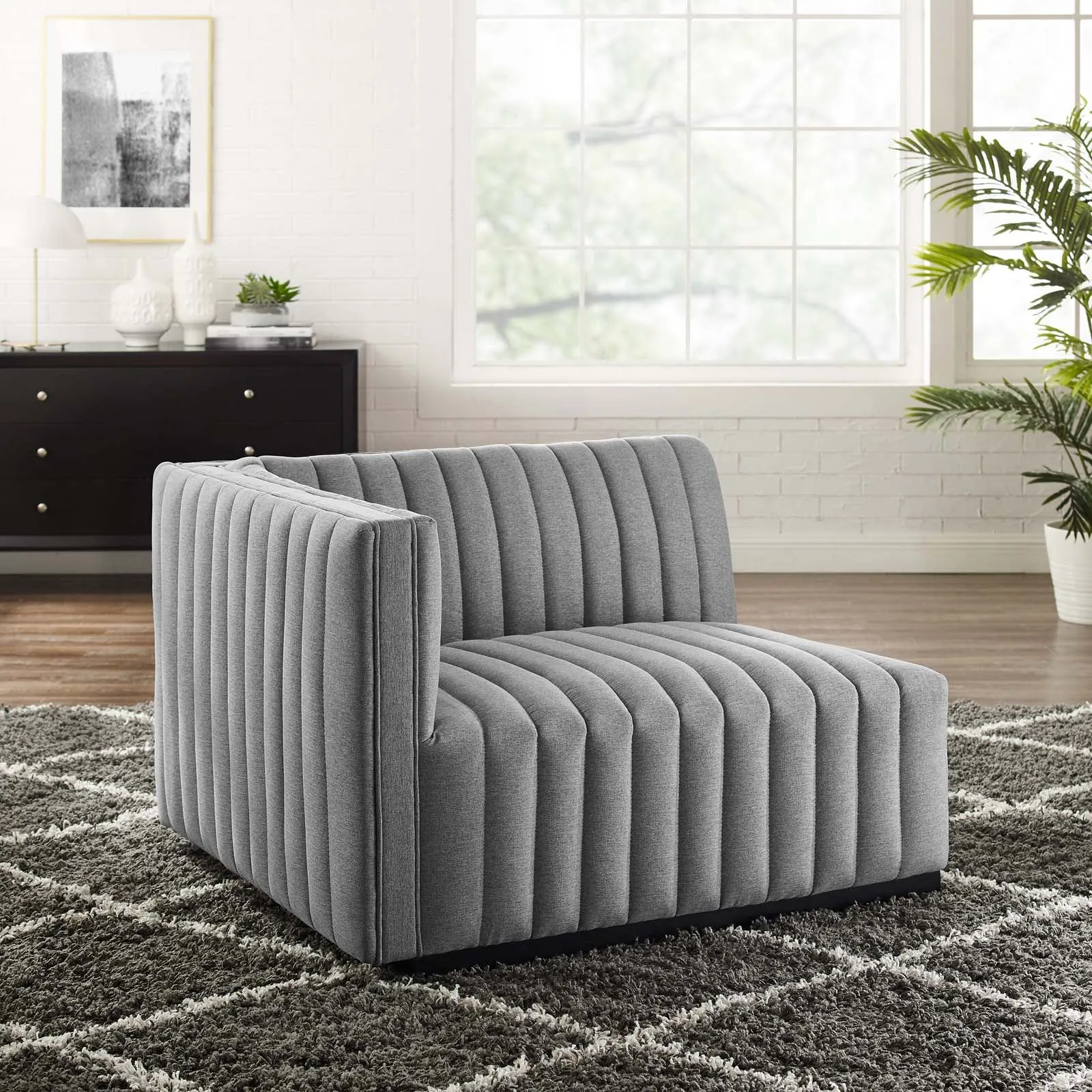 Conjure Channel Tufted Upholstered Fabric Left-Arm Chair by Modway